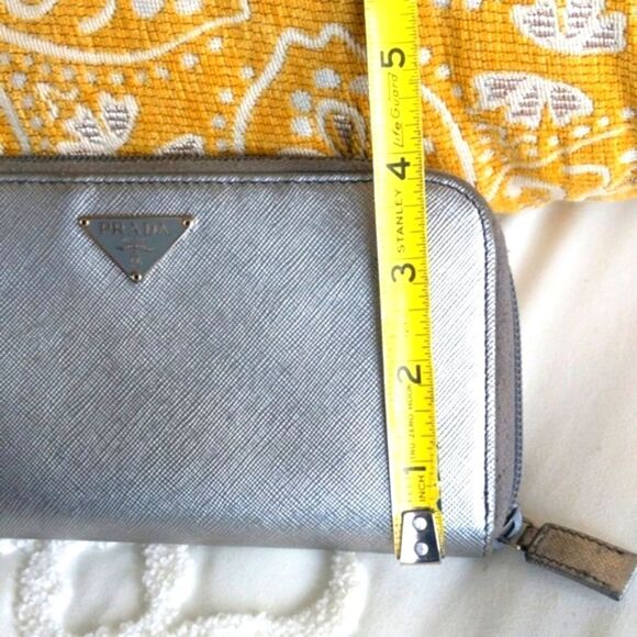 PRADA Metallic Leather Zip Around Wallet - Picture 11 of 16